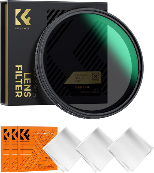 67Mm Variable ND Filter ND2-ND32 Camera Lens Filter (1-5 Stops) No X Cross HD Neutral Density Filter with 28 Multi-Layer Coatings Waterproof (Nano-X Series)