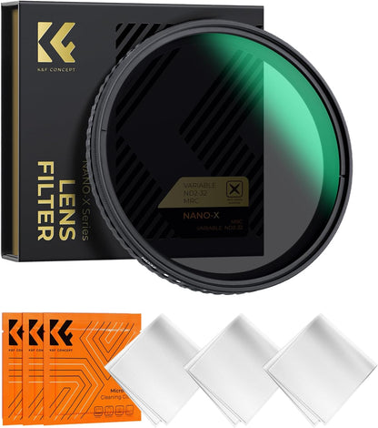 67Mm Variable ND Filter ND2-ND32 Camera Lens Filter (1-5 Stops) No X Cross HD Neutral Density Filter with 28 Multi-Layer Coatings Waterproof (Nano-X Series)